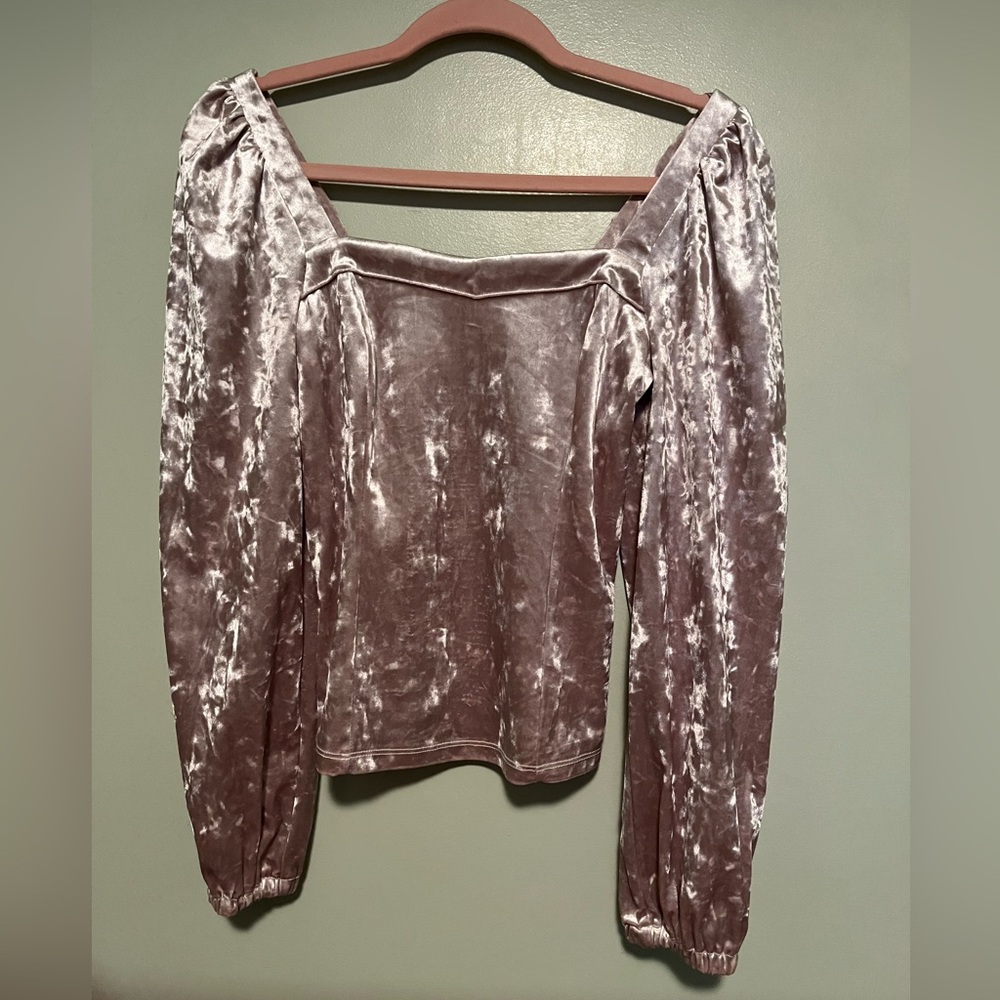 Anthropologie Crushed Velvet Long Sleeve Top - XS